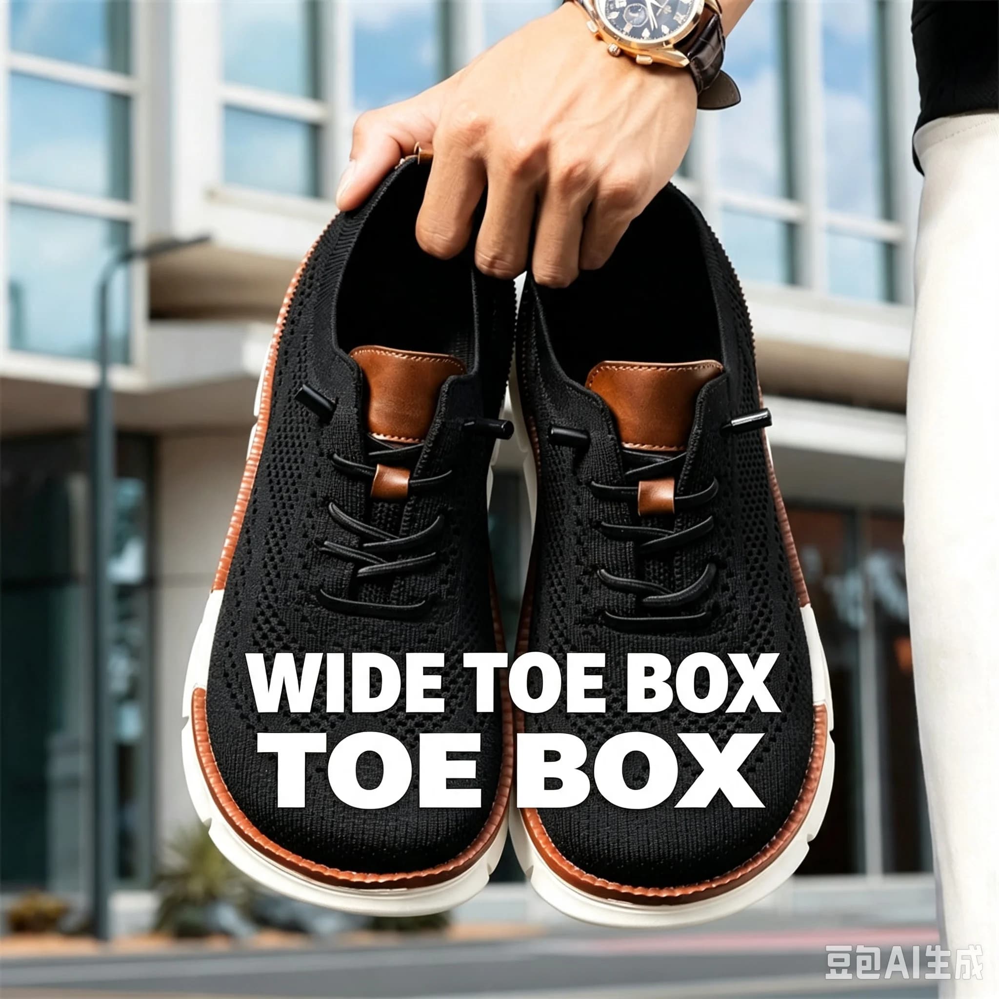 Men Wide Toe Knit Dress Shoes Slip on Breathable Mesh Business Oxford Sneakers Platform Walking Shoes for Wide Feet Swollen Feet