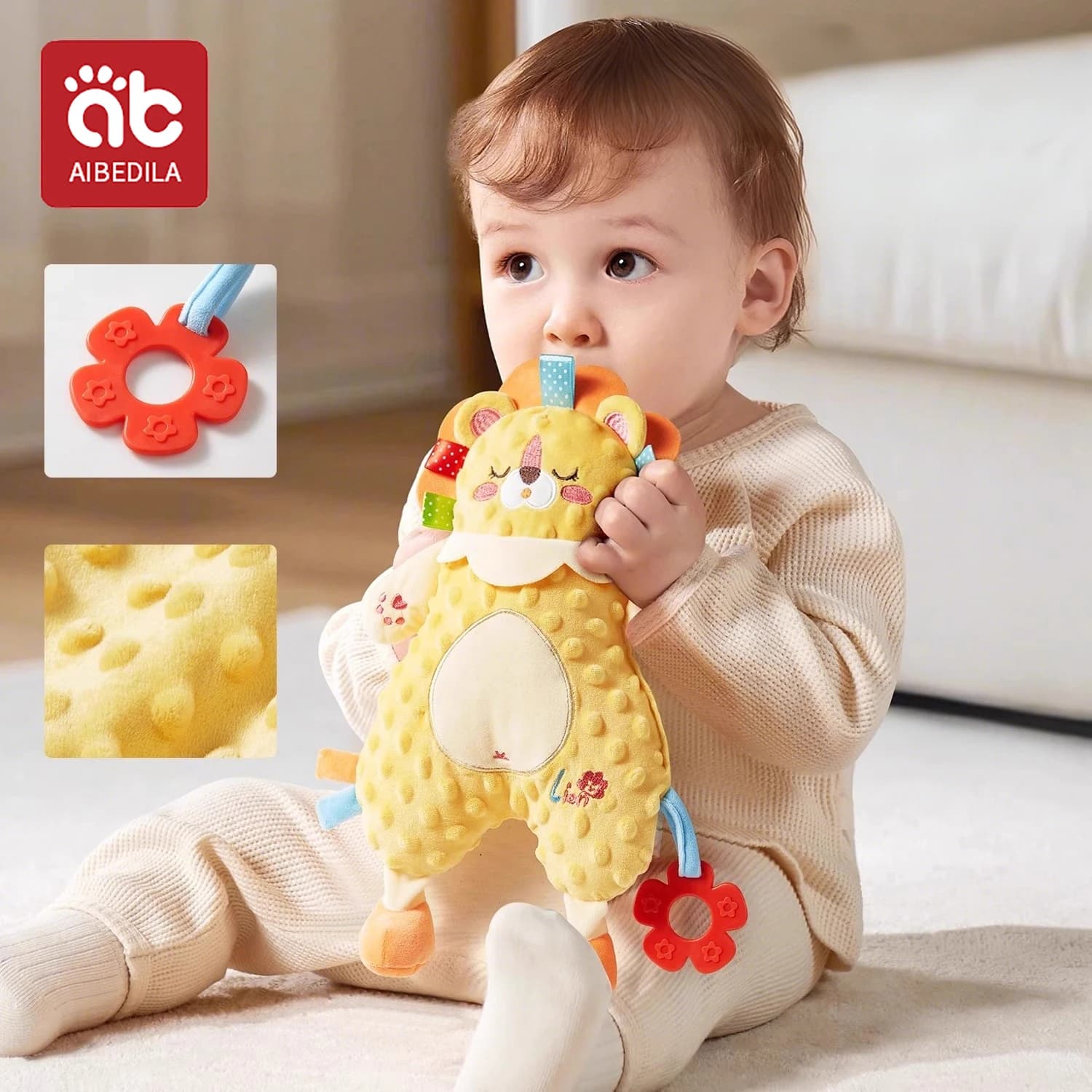 AIBEDILA Baby Plush Toy Super Soft Bean Velvet Soothing Interactive For Infant Sleeping Pillow