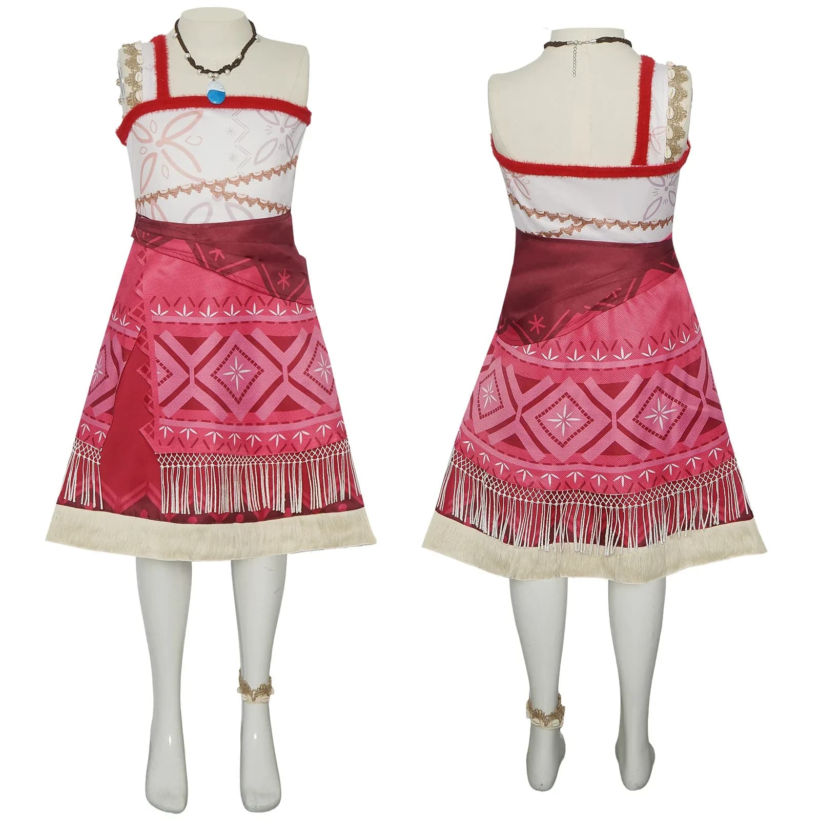 Moanaa Cosplay Costume Women Adventure Outfit Skirt Set Princess Dress Up with Necklace for Halloween Carnival Party