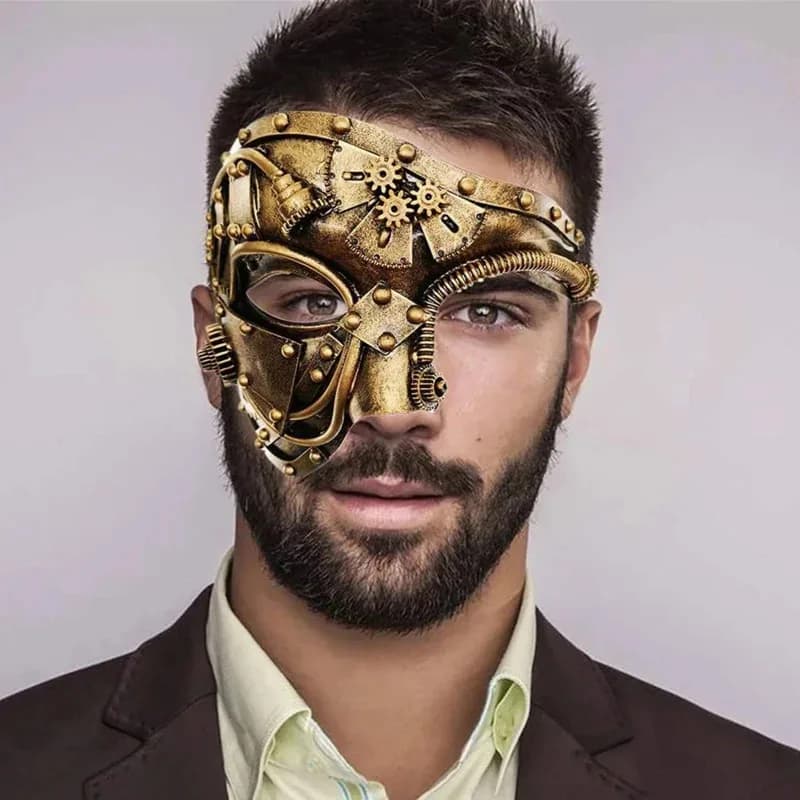 Cosplay Steampunk Ghost Mask, Mechanical Equipment, Half Face, Halloween Costume, Christmas Party Accessories, Adult Animat NM31