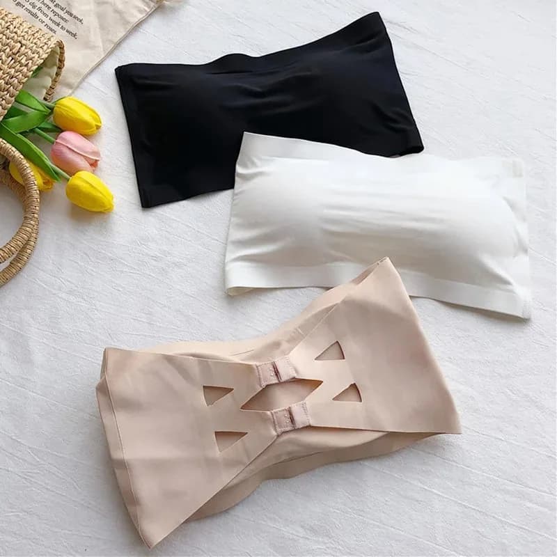 Reggiseno a fascia da donna senza spalline senza cuciture con imbottiture rimovibili – Intimo basic con top a tubo monopezzo