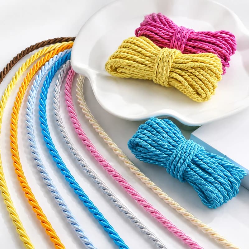 20/30Meters 3mm Polyester Braided Rope Clothing Drawstring 3 Shares Twisted Cord Bag String Lanyard Ropes Home Textile Accessory
