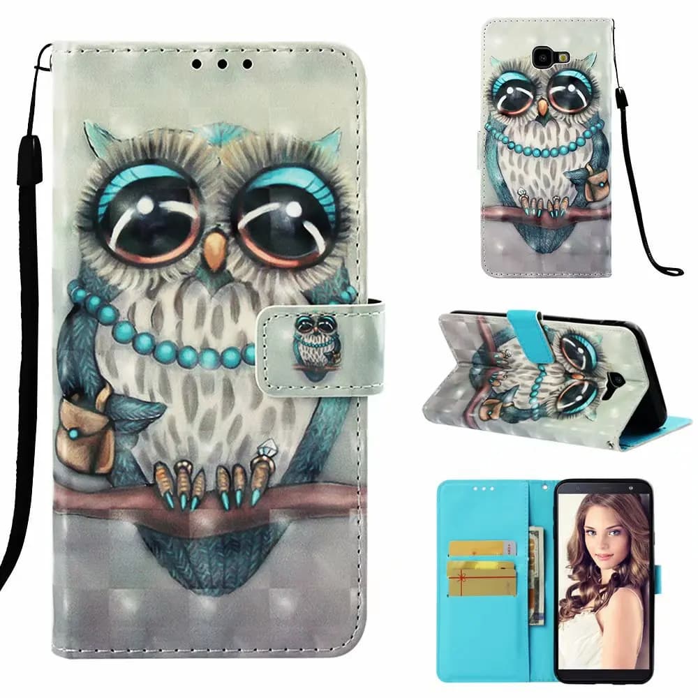 Custodia a libro 3D con pittura 3D per iPhone 17 16 Pro Max 16E 15 Plus 14 13 12 11 XS, in pelle con blocco RFID, 3 slot per carte e laccetto da polso