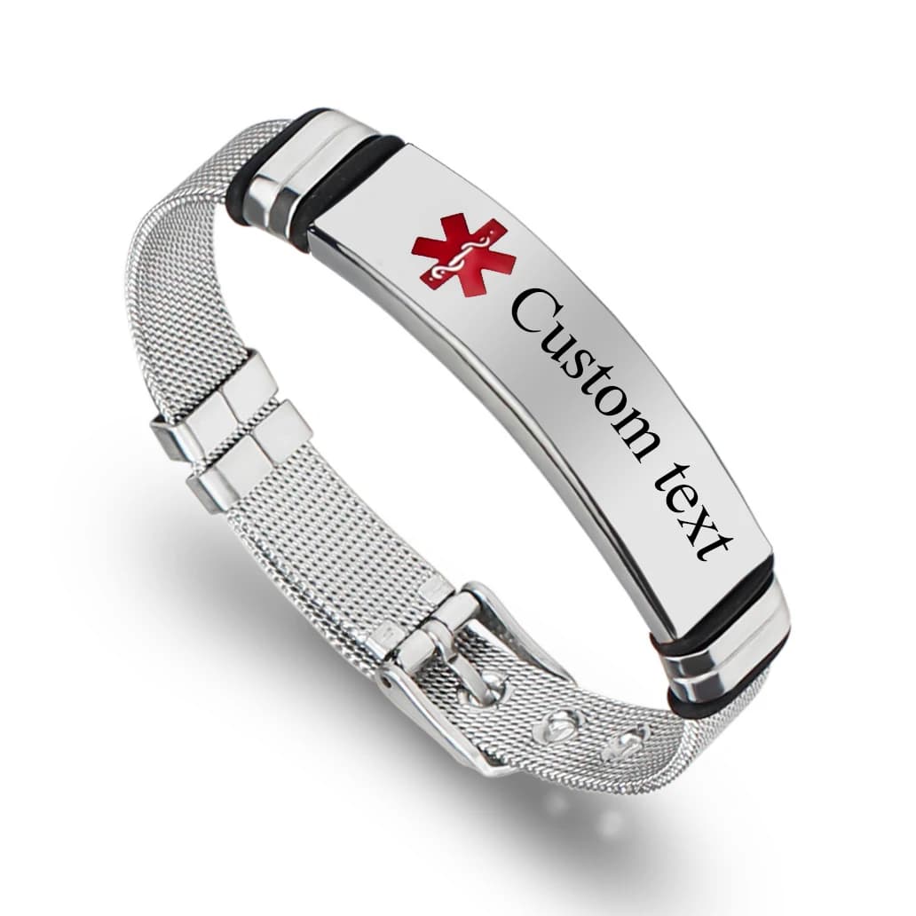 Braccialetti con testo personalizzato medico punk SOS per le donne Braccialetti da uomo in acciaio inossidabile con segno di serpente Gioielli all'ingrosso