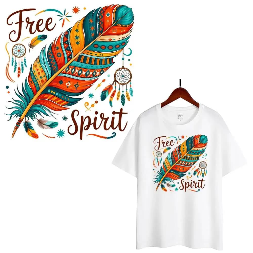 Bohemian Feather Dream Catcher Heat Transfer Patches For Clothes DIY A-Level Washable T-shirts Iron-on Thermal Stickers