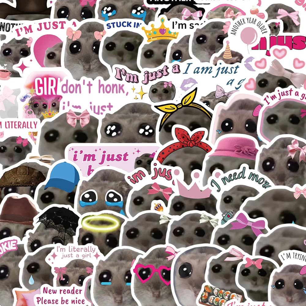 10/30/50pcs Sad Hamster Meme Stickers Funny Creative Graffiti Sticker for Notebook Phone Skateboard Cute Animal Toy Decals Decor