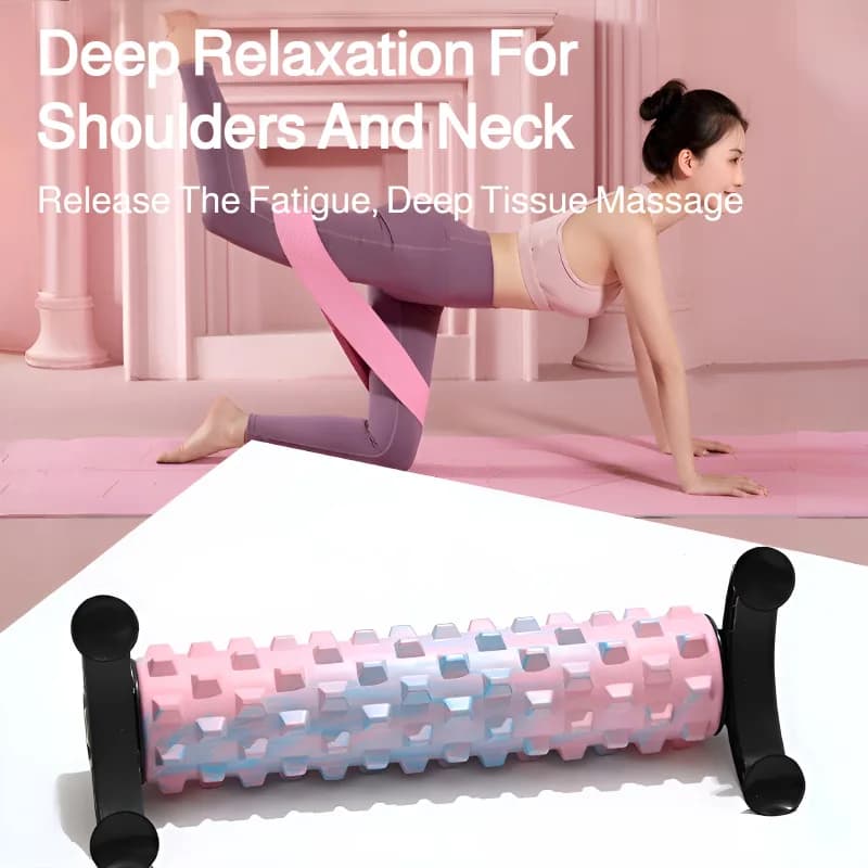 Foam roller for massage with adhesive suction cup, for deep therapy, muscle relaxation, yoga, fitness and back pain relief