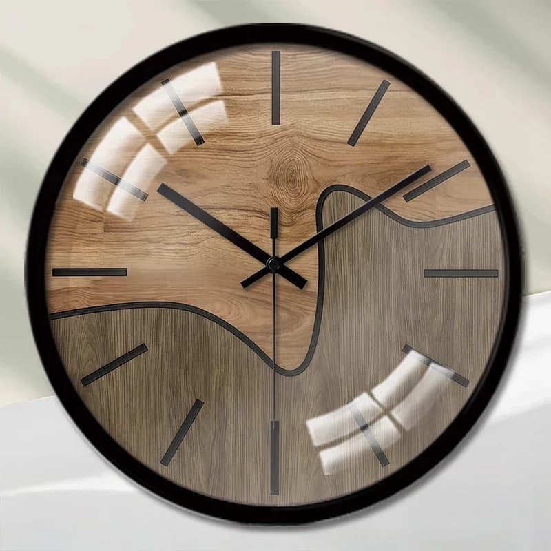 Orologio da parete silenzioso rotondo in legno ondulato con motivo a cartoni animati, adatto per soggiorno, scuola, studio, camera da letto, regali per bambini