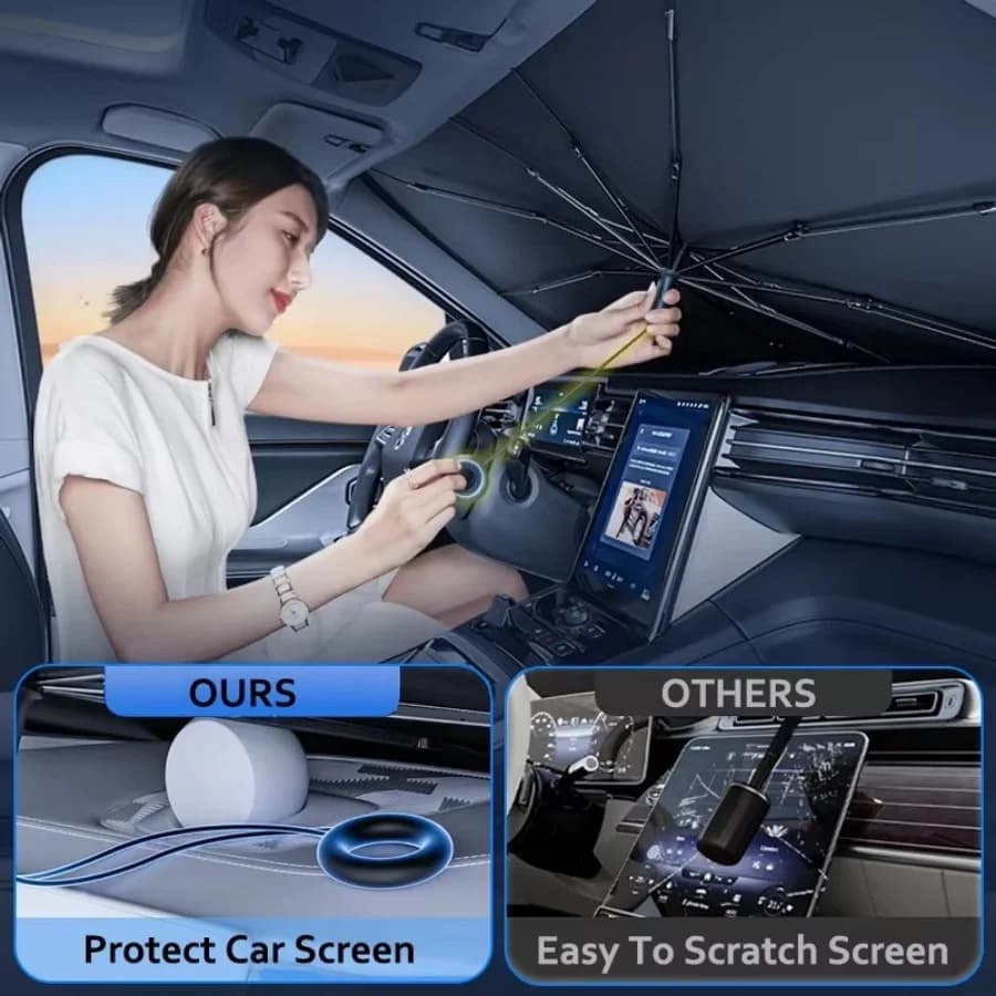 Tendina Parasole per Auto, Protezione Portatile per Parabrezza Anteriore, Blocco UV Estivo, Accessorio di Protezione Interna dal Calore