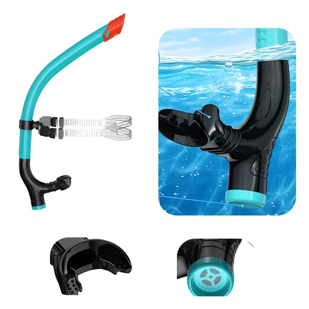 Tubo per Snorkeling Semi-Secco con Boccaglio in Silicone e Valvola di Purge Unidirezionale per Snorkeling e Nuoto
