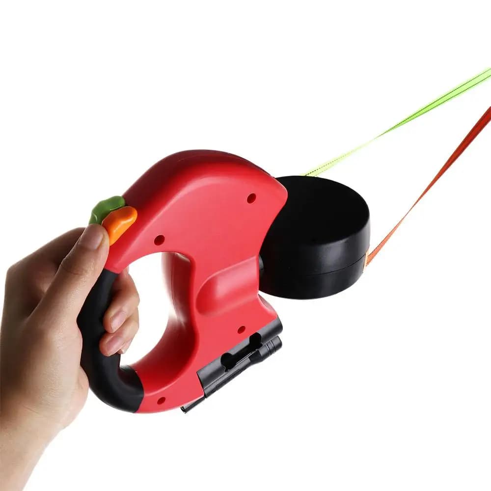 Guinzaglio Doppio per Cani con Luci, Regolabile, Riflettente, Retrattile, Corda Girevole a 360° in Plastica