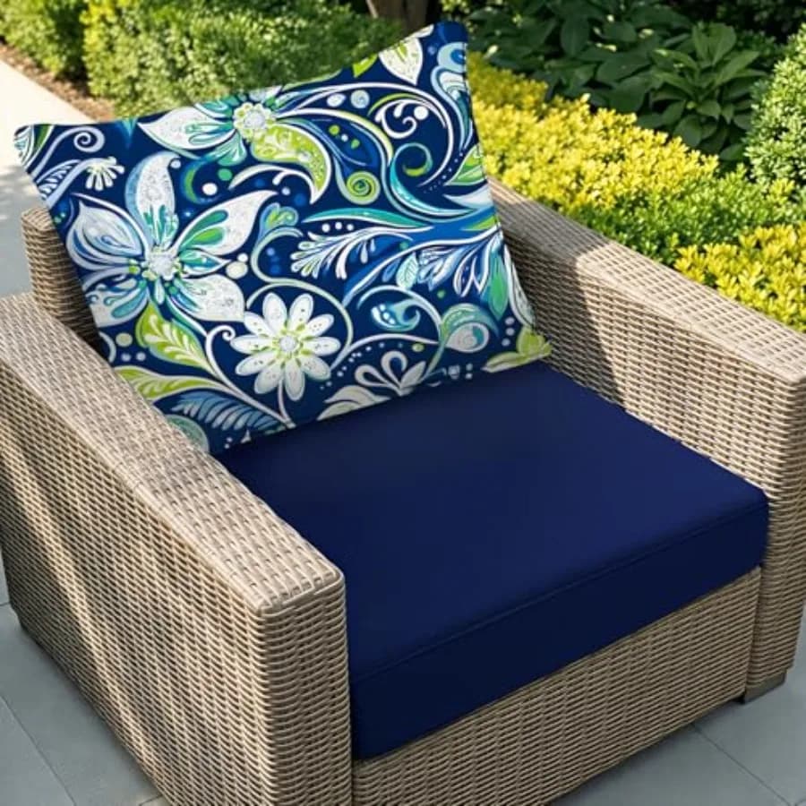 Set di cuscini per sedie da esterno - Mobili da giardino impermeabili con fodera rimovibile, cuscino profondo per seduta e schienale con lacci di ricambio