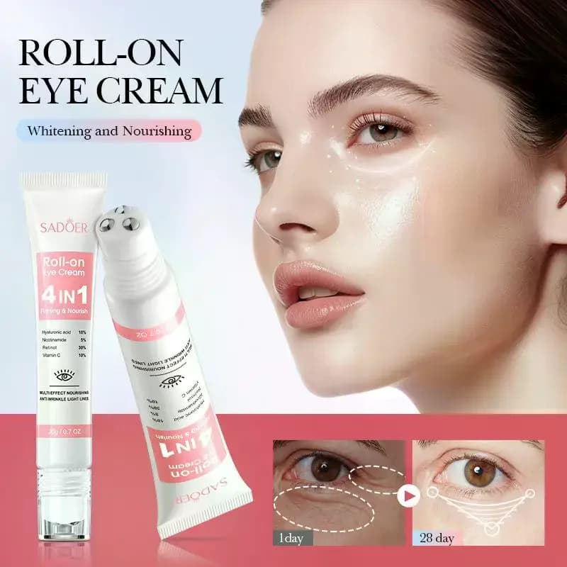 1pz Sadoer Crema Contorno Occhi 4in1 Roll-on Idratante Anti Occhiaie Anti Borse Rassodante Nutriente Siero per Occhi Cura della Pelle