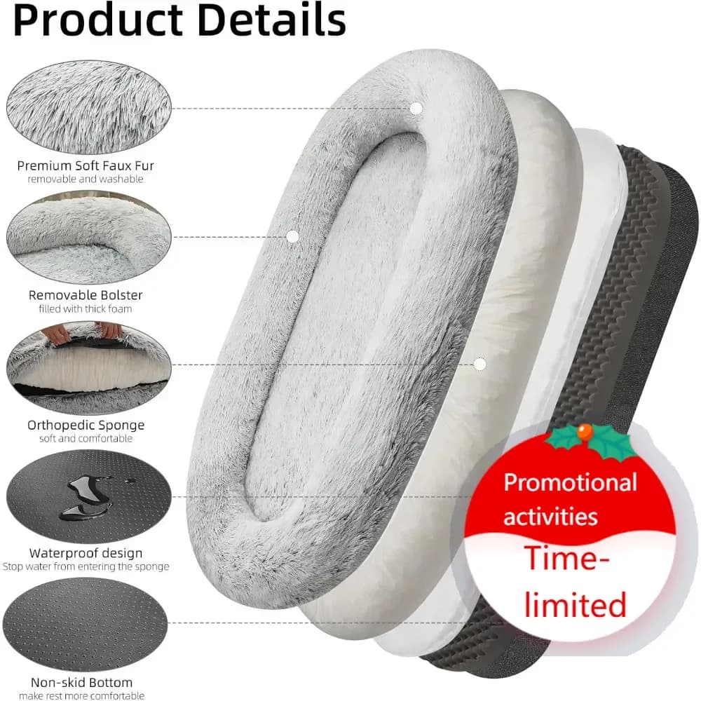 Offerta imperdibile: Cuccia per cani di taglia grande da 71 pollici, divano per animali domestici grigio staccabile con spugna 30D, dimensioni umane