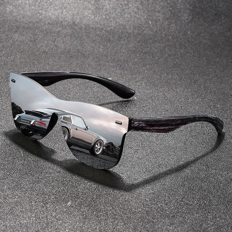 New Square Casual Sunglasses Wood Grain Spring Hinges Glasses UV400 Protection Unisex Outdoor Daily Eyewear