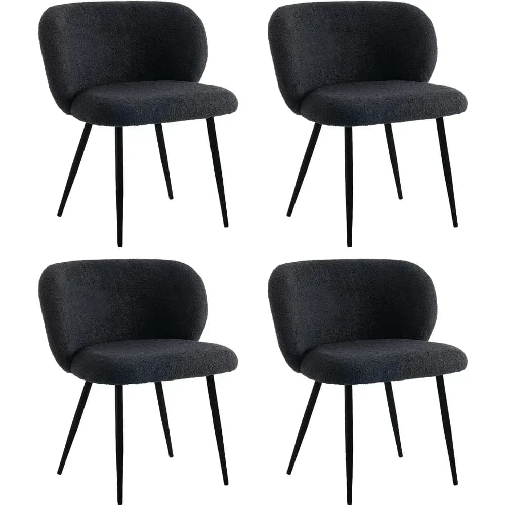 Set di 4 sedie da pranzo moderne Teddy, comode sedie da cucina senza braccioli con cuscini spessi, sedia con schienale alto, sala da pranzo imbottita