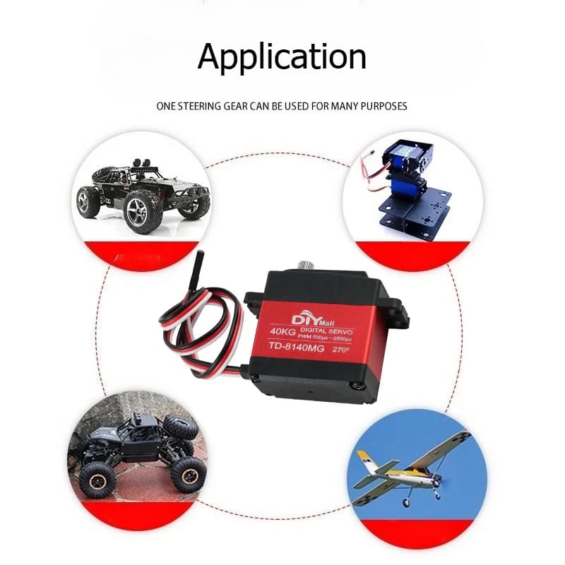 Servo RC TD-8140MG 40KG, Servomotore Digitale ad Alta Coppia con Ingranaggi in Metallo, 180 270 360 Gradi, Servocomandi Robotici 25T per Auto RC, Barche, Robot