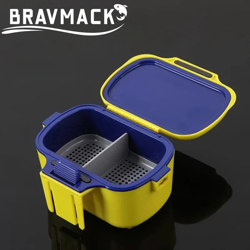 Versatile fishing box, container for isolated and breathable baits for worms, live baits and artificial baits
