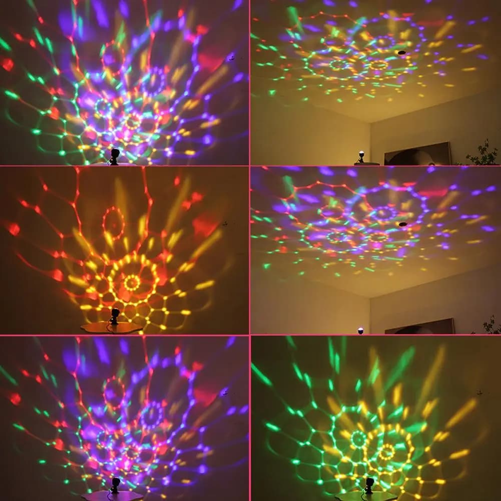 Mini lampada d'atmosfera a LED per auto USB con rotazione RGB Proiettore multicolore Luce notturna Home Auto Party Club Decorazioni natalizie