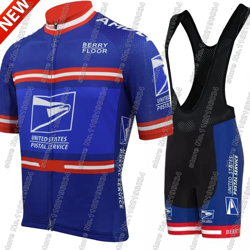USA-Pilot Cycling Shirt 2024 Men's National Team Clothing Blue Road Bike Jumpsuit Shorts with Skull Ropa Maillot Suspenders