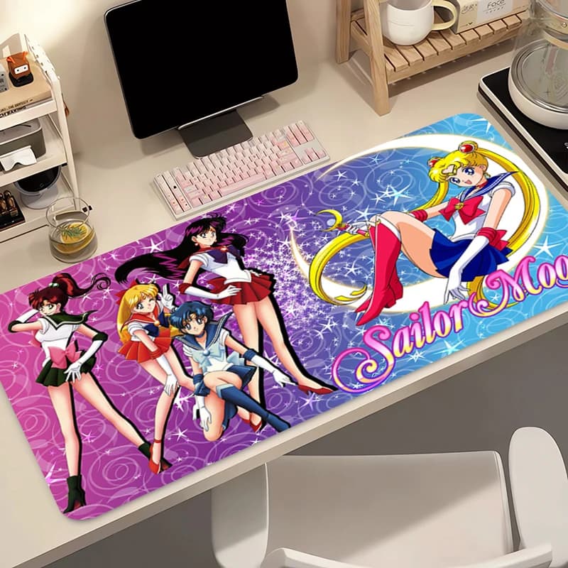 Tappetino per mouse Magical Girl, tappetino per scrivania per computer da ufficio, S-Sailor Moons, tappetino per tastiera da gioco, pieghevole, portatile, antiscivolo, per gaming