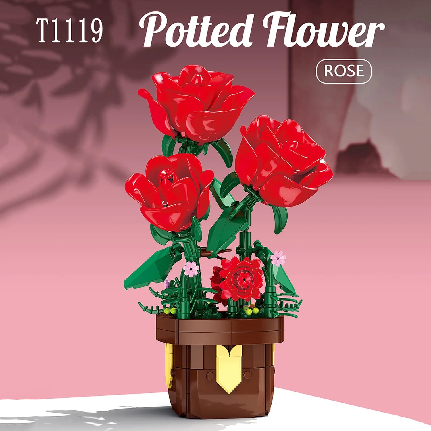 307 pezzi di piante in vaso di rose, modello di fiore, puzzle, giocattoli, set di regali di compleanno di Natale di Capodanno