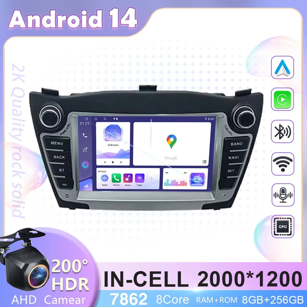 Per Hyundai IX35 Tucson 2 LM 2009-2015 Android 14 Auto Stereo Radio Lettore Multimediale di Navigazione GPS Unità di Testa Carplay Auto 2din
