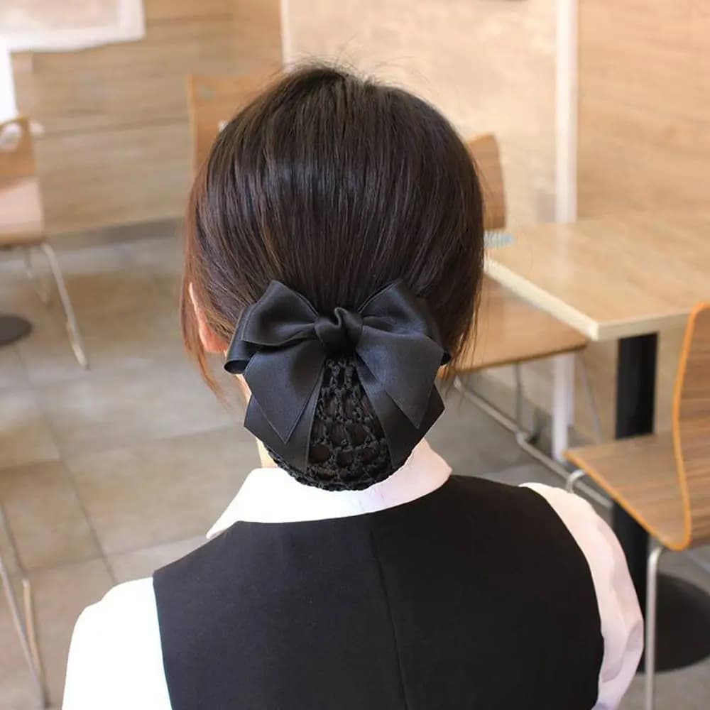 Hair Clip Elegant Hotel For Girls Bowknot Nurse Ponytail Clip Korean Bun Snood Women Spring Clip Hairgrips Cover Net