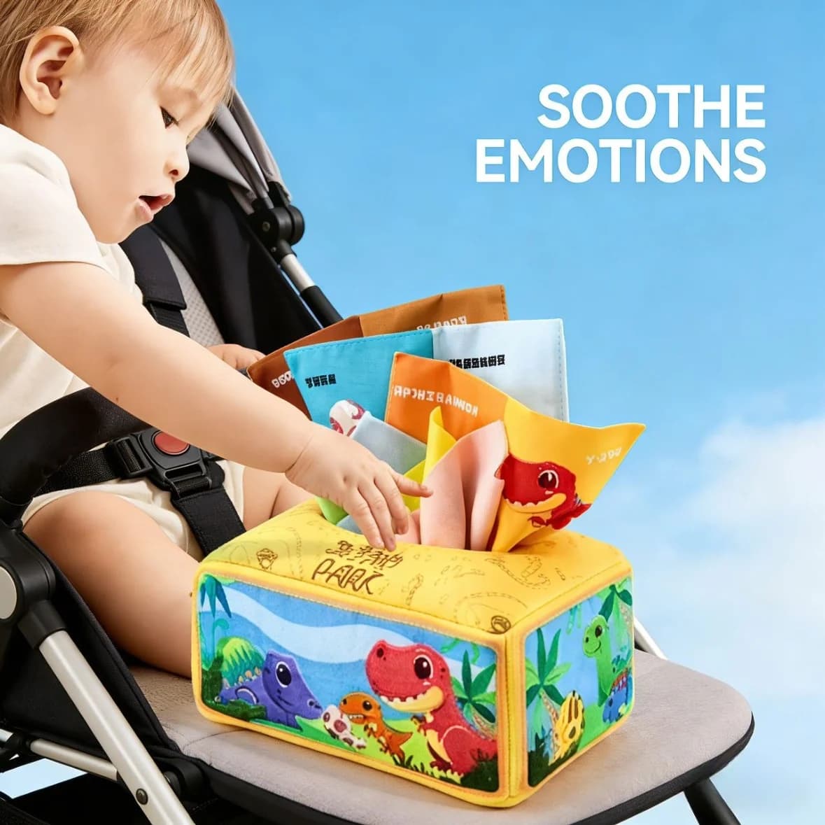 Giocattolo Montessori per neonati: Scatola di fazzoletti sensoriale in tessuto, giocattolo educativo precoce per neonati e bambini piccoli 0-3 anni
