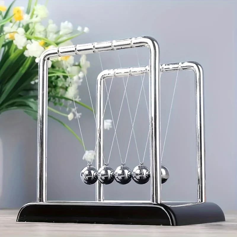 Classic Newtons Cradle Metal Desktop Ornament Black White Sphere Office Home Decor Desk Decoration for Living Room Bedroom Study