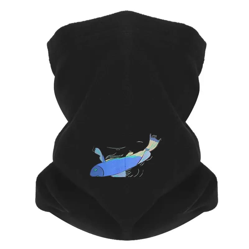 Blue fish swim ocean black Man outdoor scarf Mask Gluten for neck Hat Women's cap Copricapo Antivento Keep warm winter Multifunctional