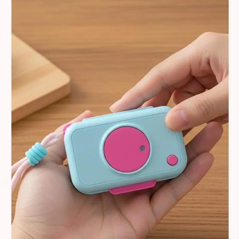 Dopaamine Camera Pill Organizer for Travel Compact Medicine Box with Secure Dividers