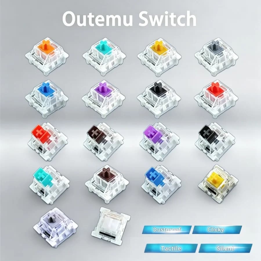 Outemu Switch for Mechanical Keyboard 3Pin Dustproof Linear Tactile Clicky Silent Switches Compatible with MX Gaming Switch DIY