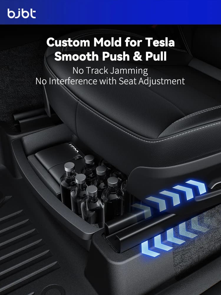 BJBT Under Seat Storage Box Case Car Organizer Vehicle Underseat Drawer Tray Accessories For Tesla Model Y 2025 Juniper Launch