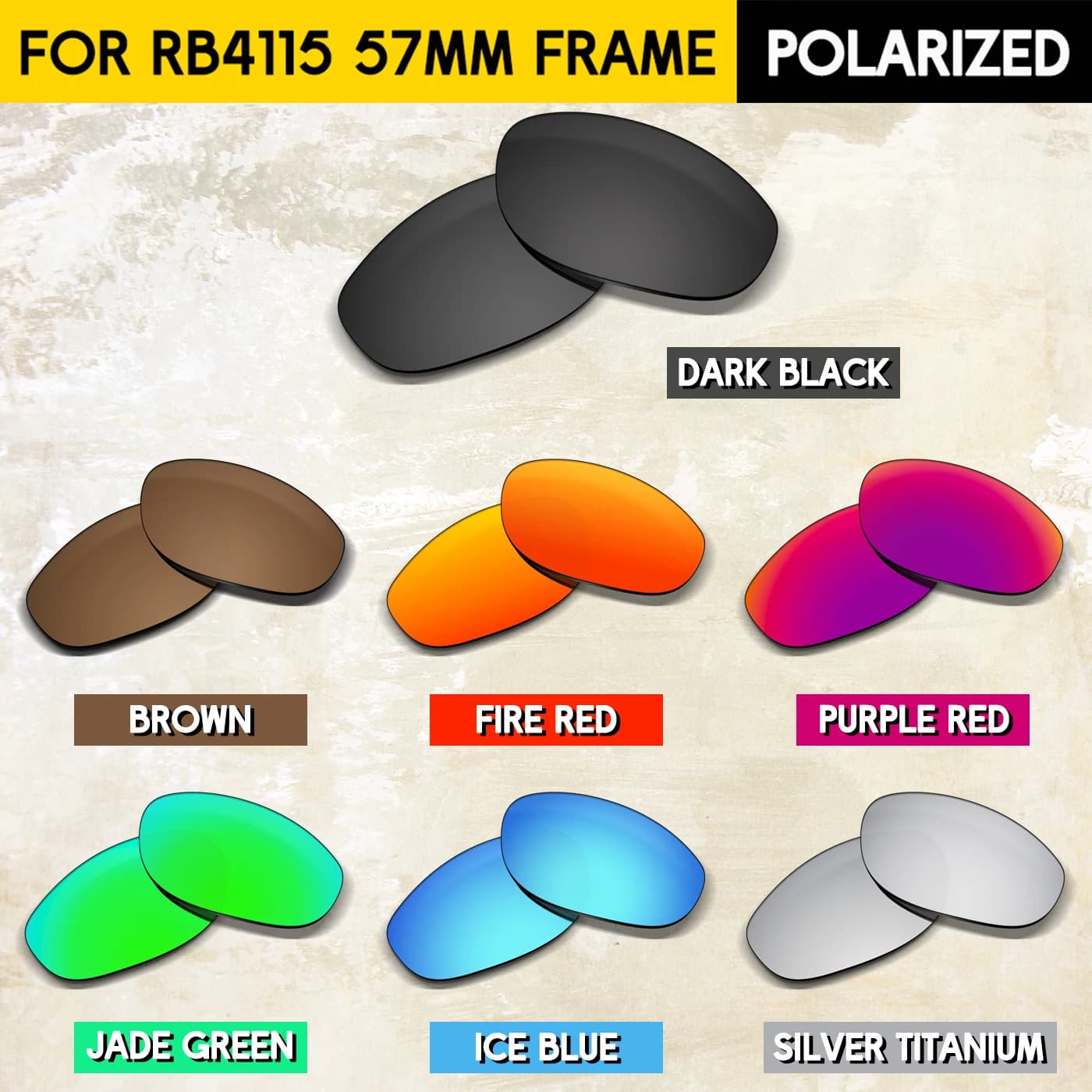 Lenti di ricambio polarizzate ad alte prestazioni per occhiali da sole RB4115 da 57 mm - Protezione UV al 100%