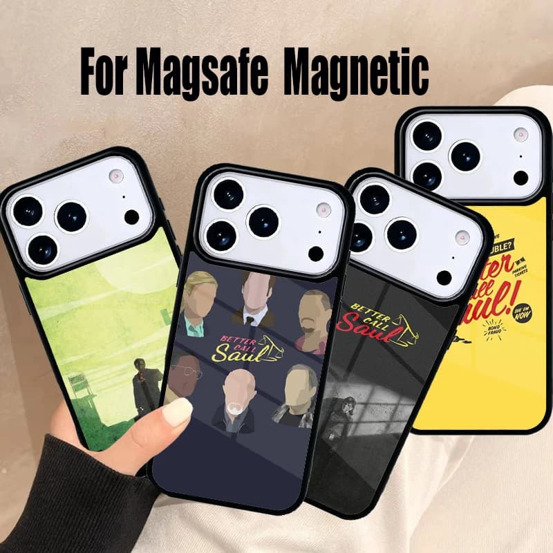 Cover per iPhone Better Call Saul per modelli 17 Air, 16e, 15, 14, 13, 12, 11 Pro Max Plus, con ricarica wireless magnetica Magsafe