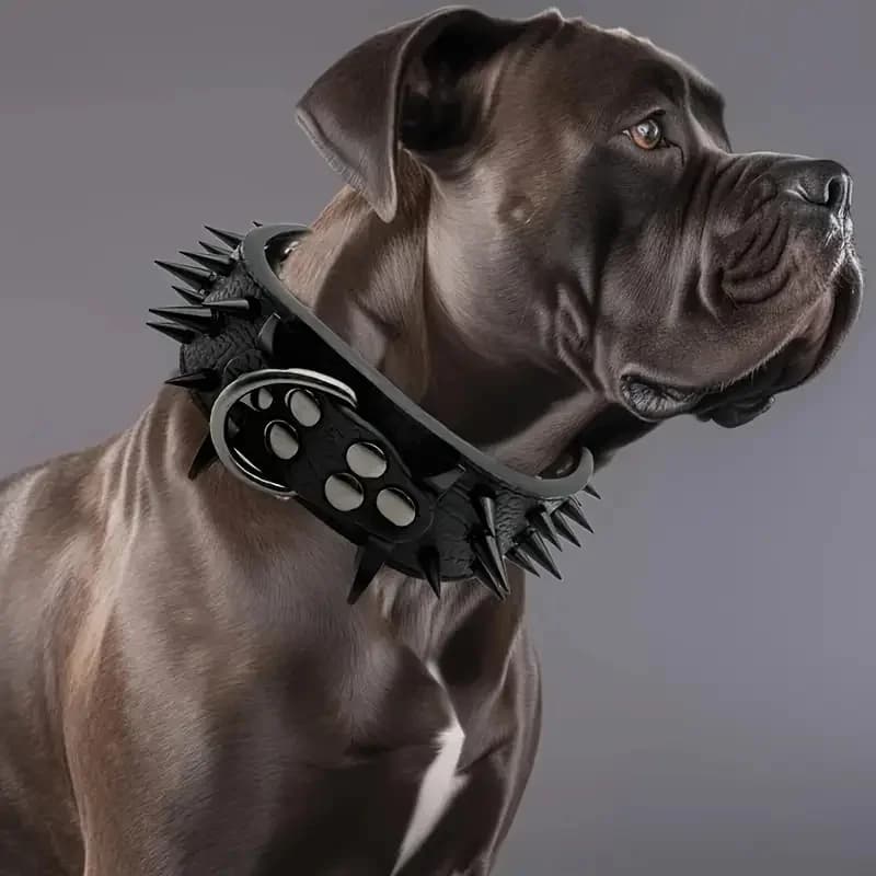 Adjustable Leather Dog Collar Spiked Anti Bite Large Dogs Bulldog Pitbull Black Pet Neck Strap Training Supplies
