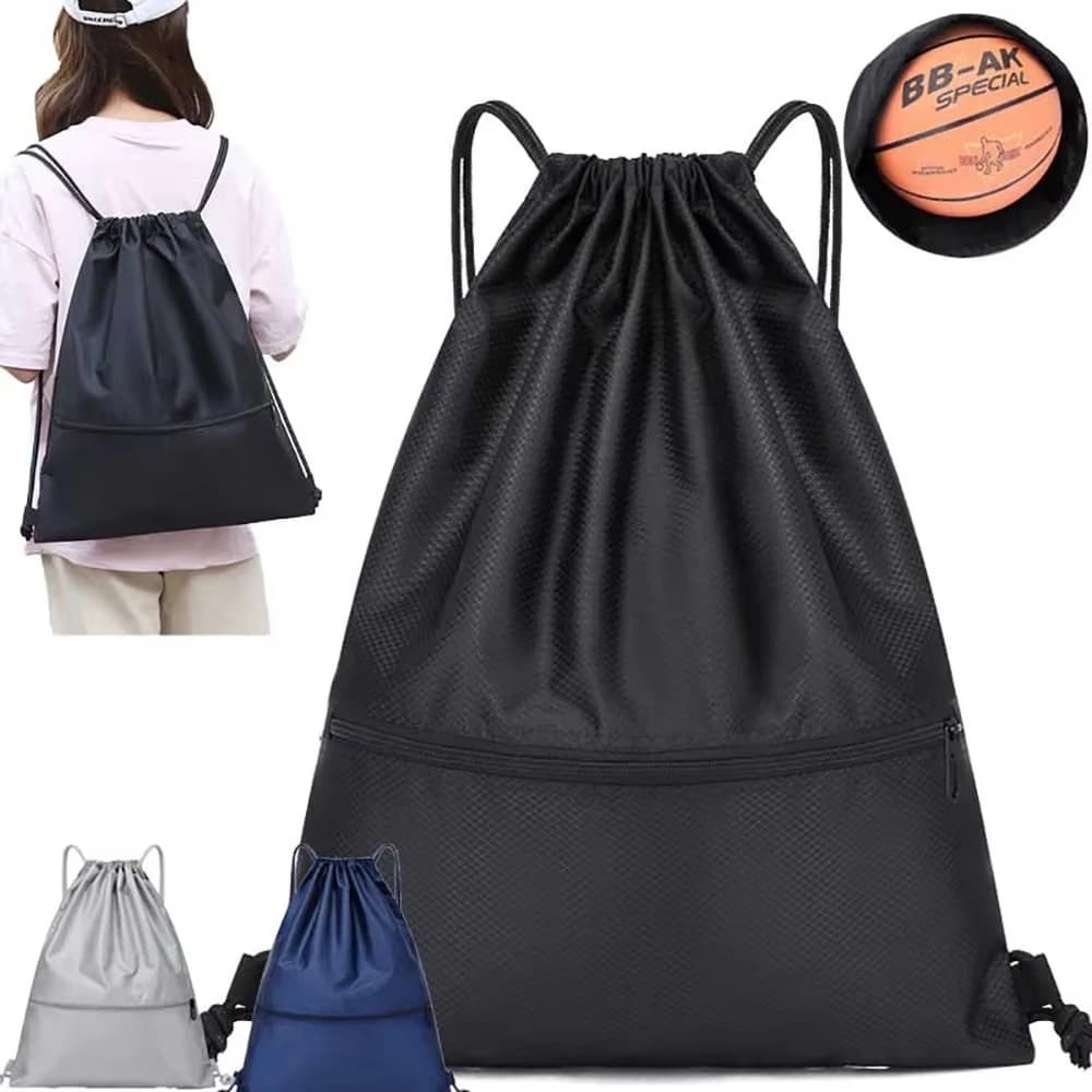 Backpack with Drawstring Bag with Waterproof Drawstring Simple backpack for sports and fitness Basketball bag for students Football bag