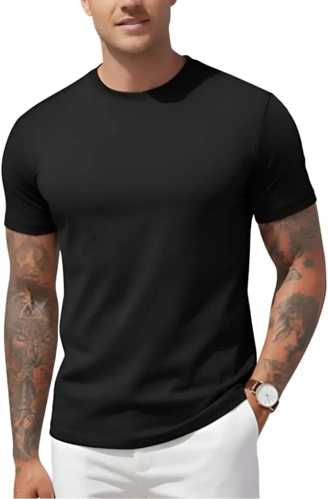 Men’s 100% Cotton Crew Neck Soft Premium Casual Fit | Plain Short Sleeve Comfort Fit Stretch T-Shirt