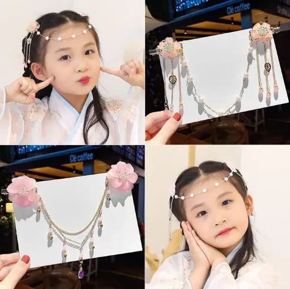 New Hairball nappa fronte catena tornante per bambini stile cinese accessori Hanfu fermagli per capelli ragazza di capodanno barrette rosse