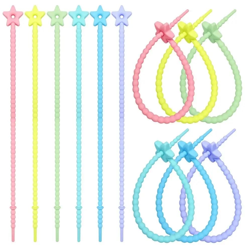 10pcs Silicone Reusable Bag Ties Twist Wire Fasten Cable Zip Tie Headset Data Line Wire Universal Magic Tie