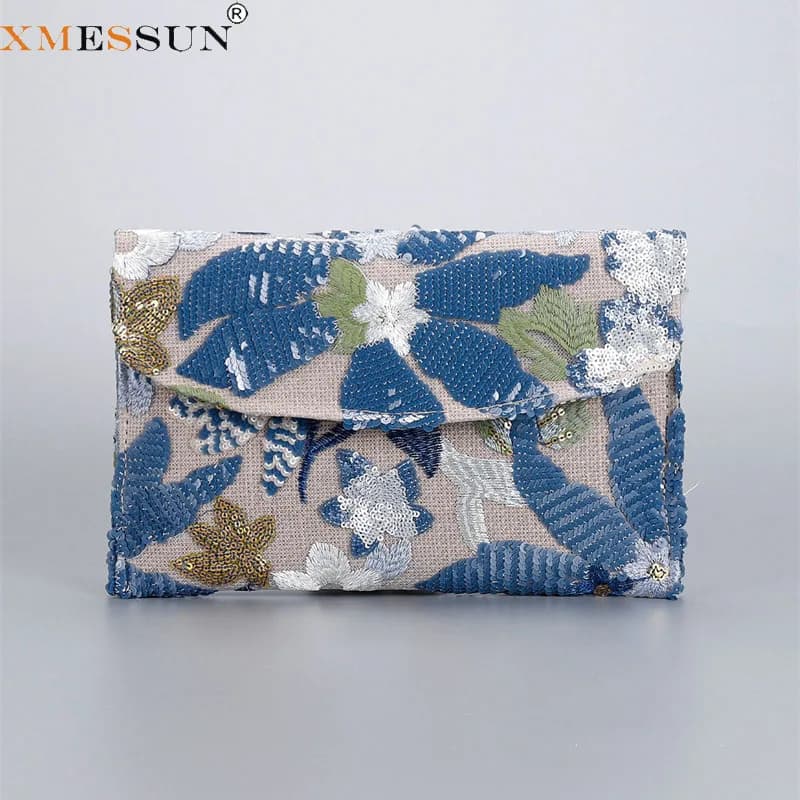 XMESSUN Trendy New Embroidered Envelope Bag for Women,Woven Clutch Bag Designer Fashion Female Large Capacity Pouch Bag