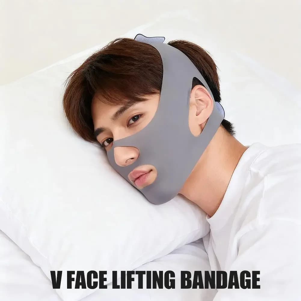Maschera Lifting Viso a V, Fascia Modellante per il Viso, Maschera Notturna per il Doppio Mento, Riduce il Doppio Mento, Snellente per Uomini