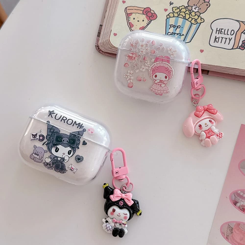 Sanrio Kuromi My Melody Protective Case for Wireless Bluetooth Airpods 1 2 3 Pro 2 3 with Pendant