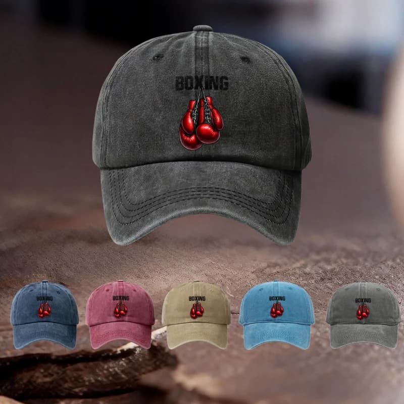 1pc Boxing Glove Printed Adjustable Hat, Men And Women Outdoor Sports Style, Ideal Gift for Gym Training, Combat Competition, Fi