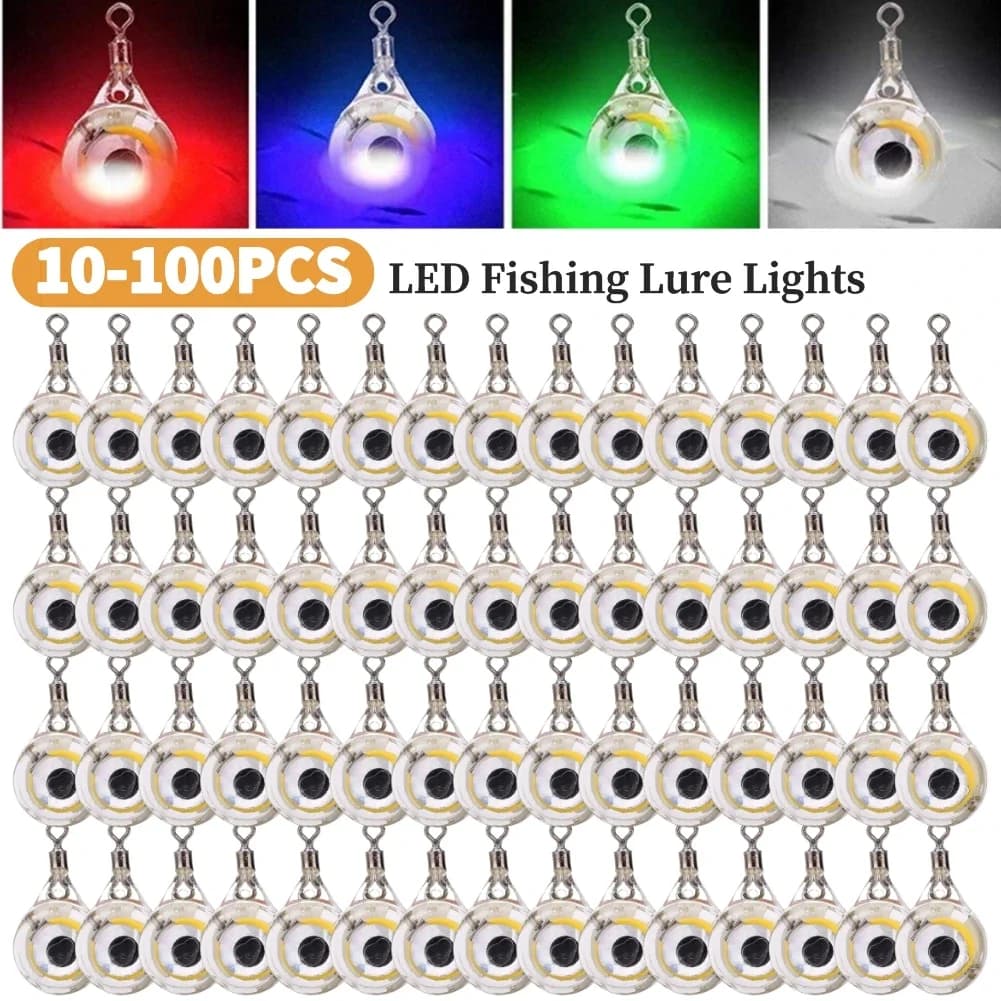 10-100PCS Mini Richiamo di Pesca Luce a Forma di Occhio Richiamo di Pesca Luce LED Goccia Profonda Pesca Subacquea Calamari Esca Da Pesca Richiamo Luminoso