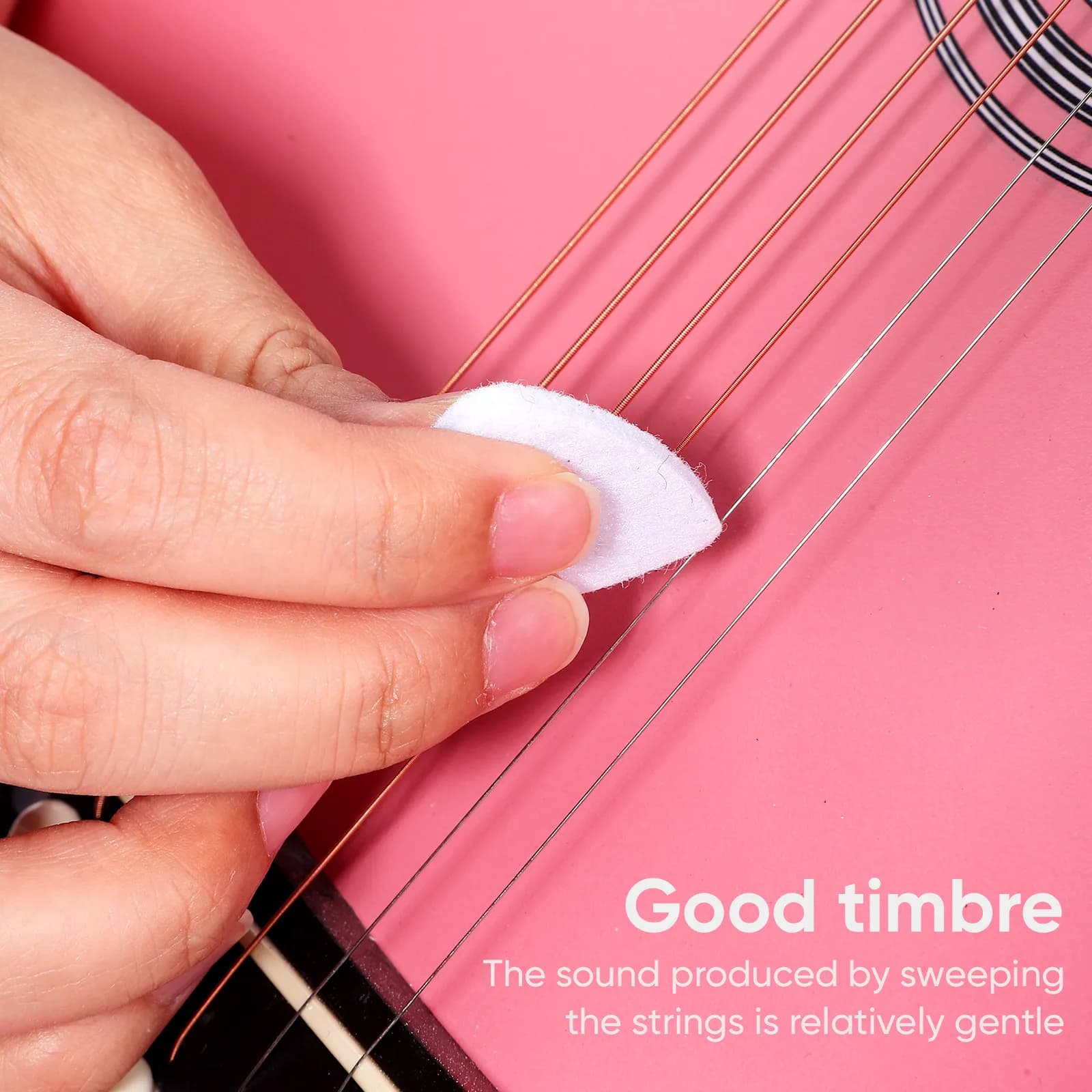 Set di 10 Plettri Morbidi e Rigidi in Feltro per Chitarra Acustica e Ukulele, per Corde Basse, Tono Morbido, Presa Confortevole