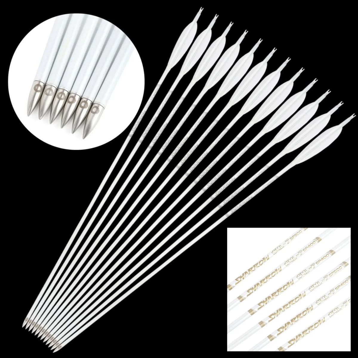 33.7 "Flechas in carbonio puro Spine 400/500/600/700/800 ID6.2mm per arco Tiro con l'arco all'aperto Caccia Tiro al bersaglio Pratica Freccia 6/12pc