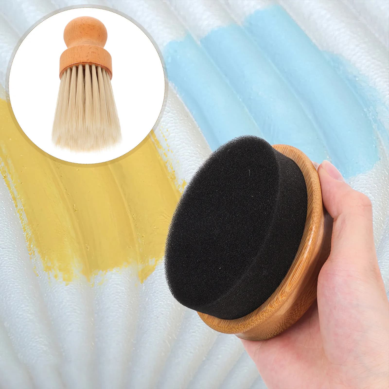 2Pcs Oil Wax Applicator Sponge Head Ergonomic Grip for Cutting Boards Bamboo Furniture Wooden Countertops Mineral Oil Treatment