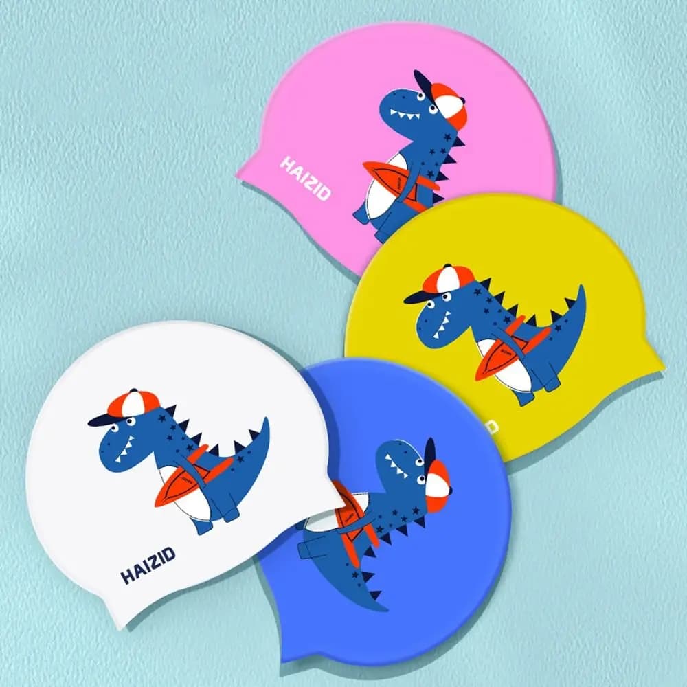 Cuffia da Nuoto Impermeabile per Bambini, Elastica con Disegni Cartoon, Protegge le Orecchie, Cappello da Bagno a Forma di Animale